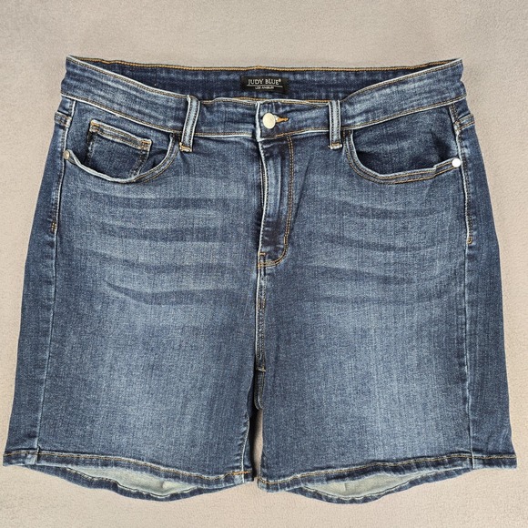 Judy Blue Pants - Judy Blue Shorts Womens 2XL Plus Stretch Blue Denim Bermuda Relaxed Summer